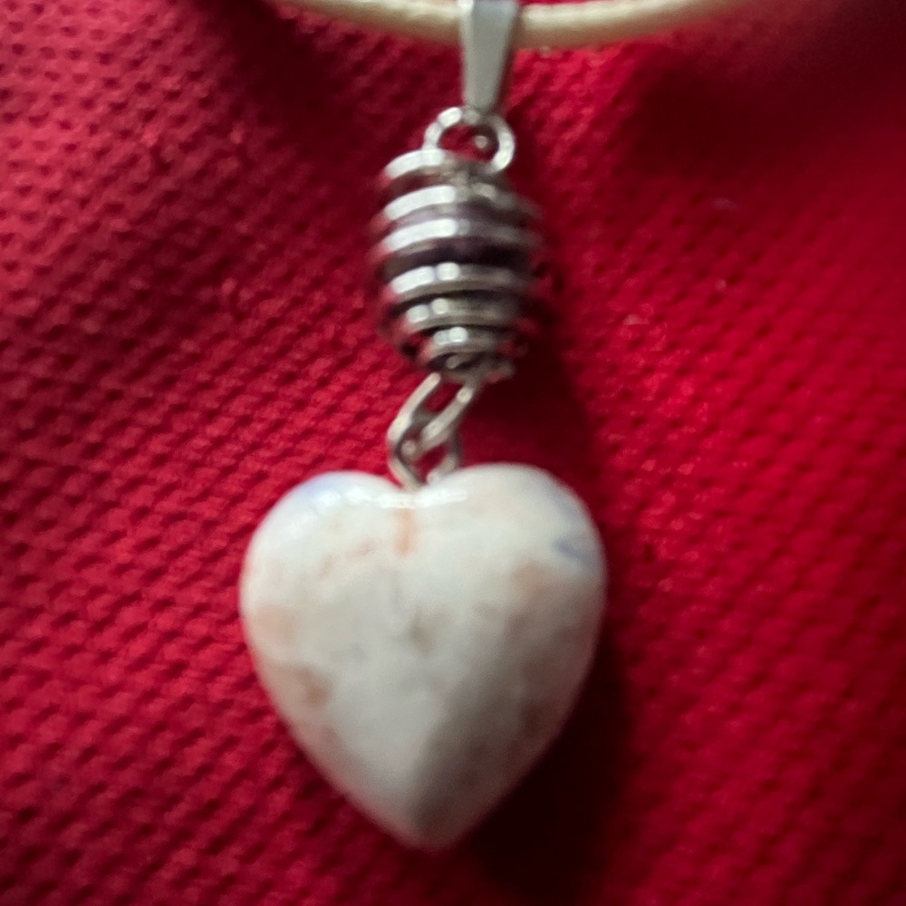 Hand Crafted Natural Stone Heart Diffuser w Cord Handmade Necklace Hand Made